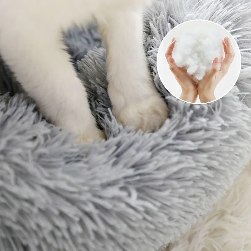 Cuddle Haven Round Shaggy Cat Nest and Dog Bed