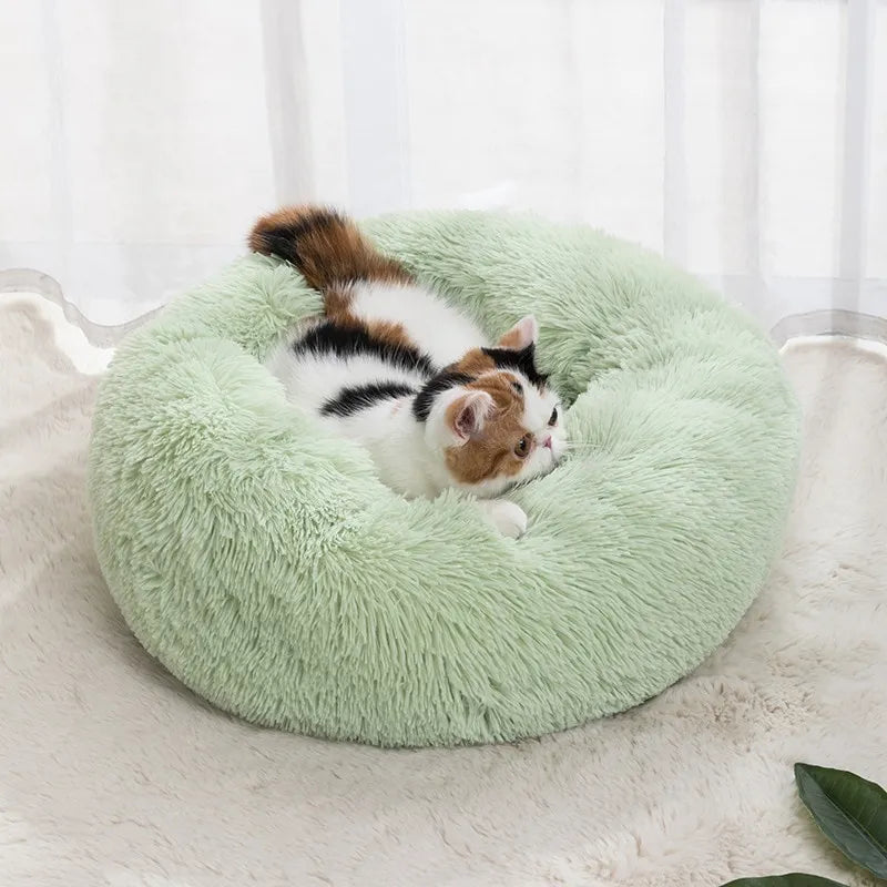 Cuddle Haven Round Shaggy Cat Nest and Dog Bed