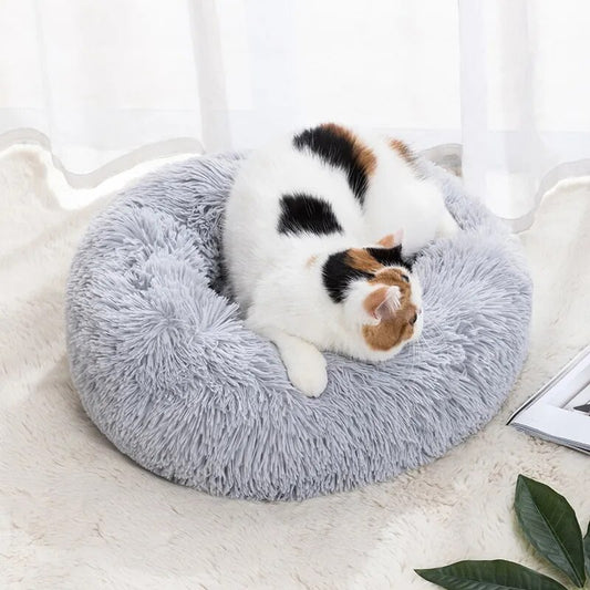 Cuddle Haven Round Shaggy Cat Nest and Dog Bed