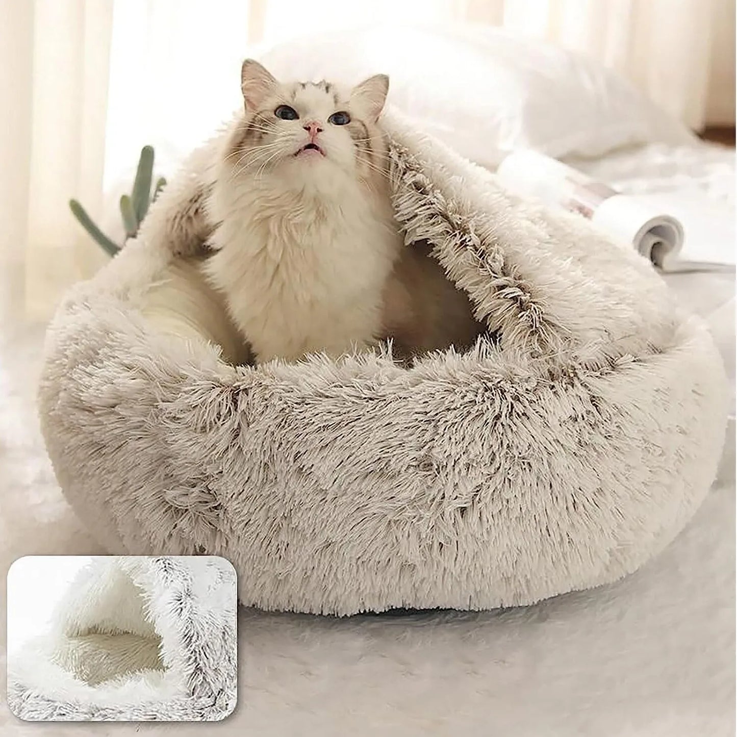 ComfyCurl Bed 2-in-1 Plush Nest for Cats and Small Dogs