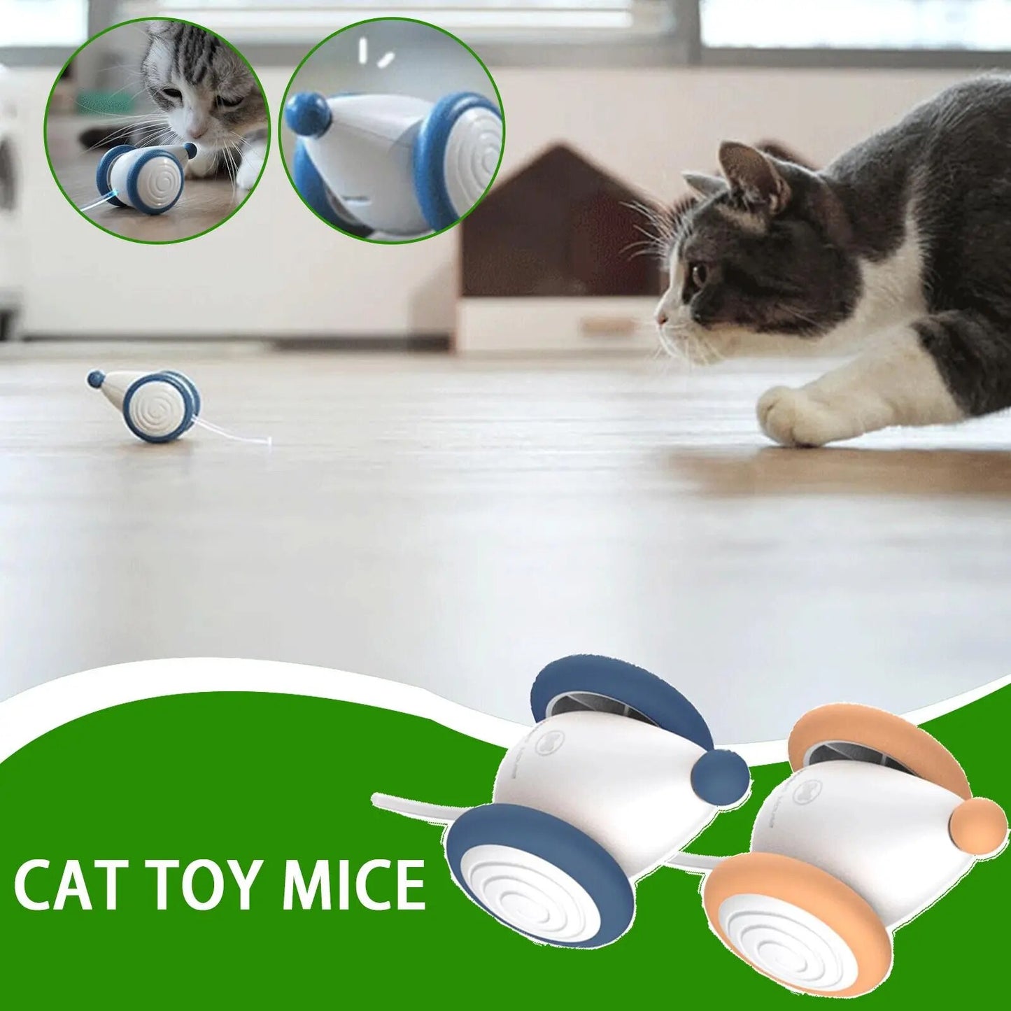 WhiskerChase Smart Sensor Cat Mice Toys with LED Lights